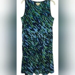 MICHEAL KORS ANIMAL PRINT BLUE & GREEN SLEEVELESS SLIM’N WAIST BAND CASU…